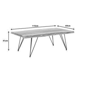 Холна маса за кафе Miles Industrial масивно акациево дърво в естествен нюанс 115x69x41см