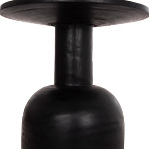 Холна маса кръгла Pumbe Hm9891.12 масивно дърво Suar в черен цвят Φ40x50hcm.