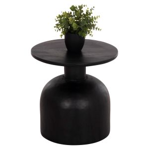 Холна маса кръгла Pumbe-s Hm9892.12 масивно дърво Suar в черен цвят Φ40x40hcm.