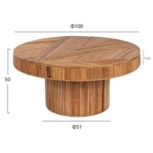 Холна маса кръгла естествен ратан в естествен цвят Gatsby D100x50cm Hm9651