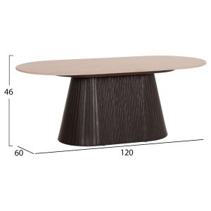Oval coffee table Cater Hm18321 ceramic top with travertine stone look - MDF base 120x60x46h