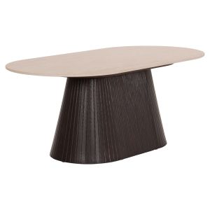 Oval coffee table Cater Hm18321 ceramic top with travertine stone look - MDF base 120x60x46h