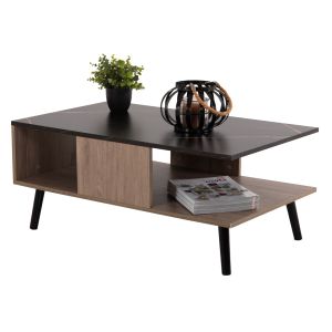 Холна маса с рафтец Gunnez Hm9036,21 орех-черен мрамор 90x54x38,5hcm