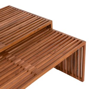 Холна маса сет 2бр Hm9548 от масивно тиково дърво в натурален цвят 116x60x46,5hcm