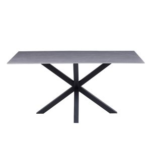 Coffee table black metal legs and technical stone top Hm9470,05 Grey Marble 120x60x45,5hcm