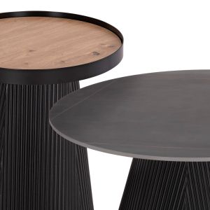 Холни маси 2бр. комплект Duncan Hm21081 мдф и керамичен плот Φ80cm &amp; Φ45cm