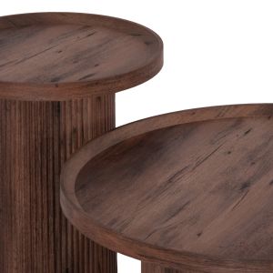 Холни маси 2бр. комплект Margon Hm21084 Mdf в тъмно кафяв цвят Φ80cm Φ45cm