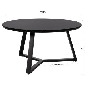 Холни маси 2бр. комплект Rocket Hm21090 Mdf в цвят черен мрамор Φ80cm &amp; Φ45cm