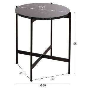 Холни маси 2бр. комплект Ronda Hm21089 Mdf в цвят черен мрамор Φ80cm Φ50cm