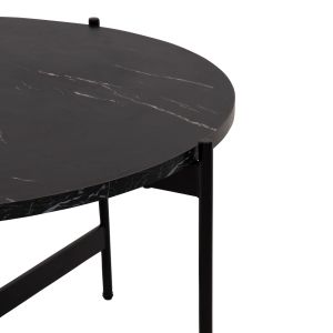 Холни маси 2бр. комплект Ronda Hm21089 Mdf в цвят черен мрамор Φ80cm Φ50cm