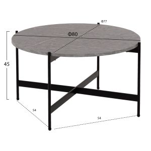 Холни маси 2бр. комплект Ronda Hm21089.01 Mdf в цвят сив мрамор Φ80cm Φ50cm