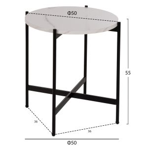 Холни маси 2бр. комплект Ronda Hm21089.04 Mdf в цвят бял мрамор Φ80cm Φ50cm