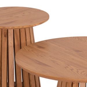 Холни маси 2бр. комплект Talbert Hm21083 Mdf в цвят натурално дърво Φ80cmφ45cm