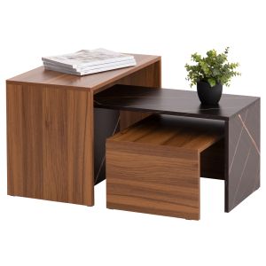 Холни маси 3бр. комплект Bentil Hm9444.12 меламин в орех-черен мрамор 65x35x45hcm.