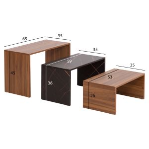 Холни маси 3бр. комплект Bentil Hm9444.12 меламин в орех-черен мрамор 65x35x45hcm.