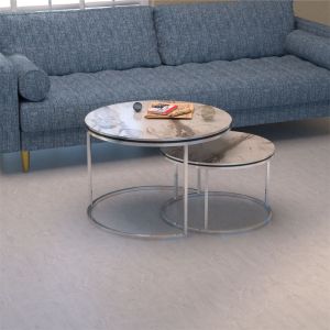Coffee tables October set of 2 pcs S color white marble/silver D70x50cm