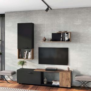 Холов комплекс Poelfy в цвят тъмно сиво-дъб 170x37.5x42см