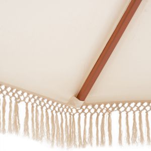 Wagner umbrella with beige shade and fringe - brown wooden stand D3x2,50hm ,01, Hm5776