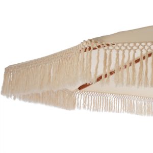 Wagner umbrella with beige shade and fringe - brown wooden stand D3x2,50hm ,01, Hm5776