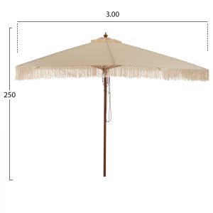 Umbrella professional Wagner macrame cross beige with wooden structure 3x3x2.50хm Hm5778.01