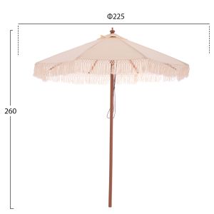 Umbrella professional Wagner macrame cross beige with wooden frame D225x2,60μm Hm5777,01