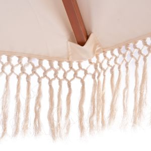 Umbrella professional Wagner macrame cross beige with wooden frame D225x2,60μm Hm5777,01
