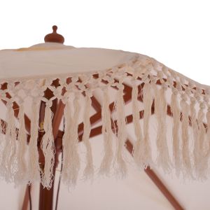 Umbrella professional Wagner macrame cross beige with wooden frame D225x2,60μm Hm5777,01