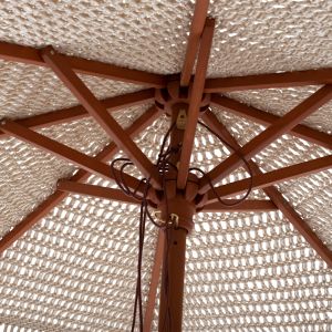 Umbrella professional Xena macrame handmade beige wooden frame D2.3x2.50μm Hm5779.01