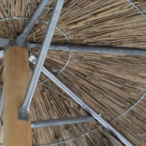 Umbrella with straw, wooden pole and support beams D216x270hcm Hm5896