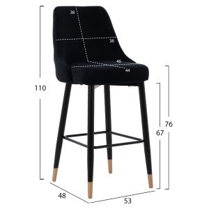 Black bar stool Serenity Hm8519,04