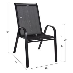 Black metal chair Leon with textile seat Hm5000,03