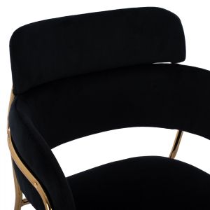 Black plush medium-high bar stool Kelso Hm8735,04 54x58x95ycm