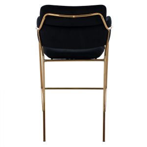 Black plush medium-high bar stool Kelso Hm8735,04 54x58x95ycm