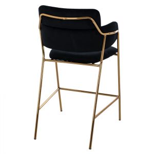 Black plush medium-high bar stool Kelso Hm8735,04 54x58x95ycm