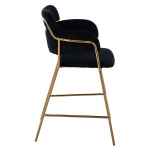 Black plush medium-high bar stool Kelso Hm8735,04 54x58x95ycm