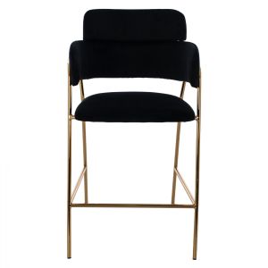 Black plush medium-high bar stool Kelso Hm8735,04 54x58x95ycm