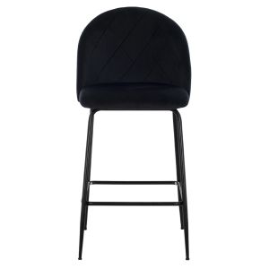 Black plush mid-height bar stool Odell Hm8732,14 45x53x98