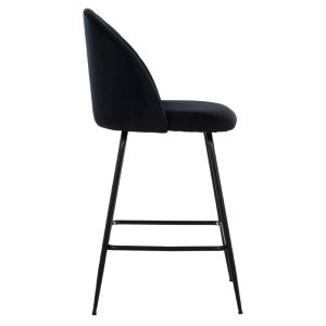 Black plush mid-height bar stool Odell Hm8732,14 45x53x98
