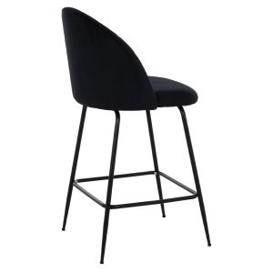 Black plush mid-height bar stool Odell Hm8732,14 45x53x98