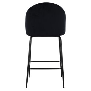 Black plush mid-height bar stool Odell Hm8732,14 45x53x98