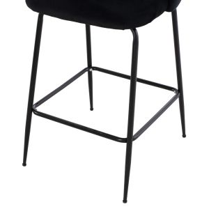 Black plush mid-height bar stool Odell Hm8732,14 45x53x98