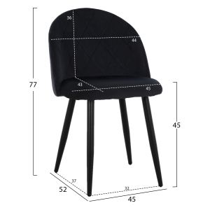 Black plush chair Oded Hm8731.14 45x52x77