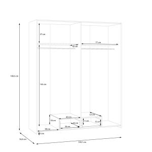 Четирикрилен гардероб Generiale меламиново бял с 3 сиви рафта 159x54,5x190,5cm