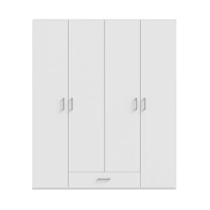 Четирикрилен гардероб Generiale меламиново бял с 3 сиви рафта 177,5x54,2x210,5cm