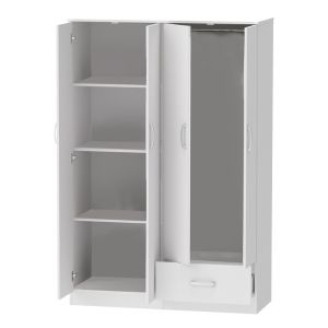 Four-door wardrobe Karter white melamine 121x48x180cm