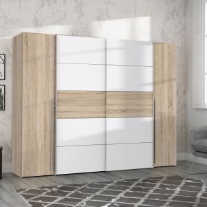 Four-door wardrobe Verzo oak-white melamine 270.5x61.5x210.5cm