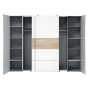Four-door wardrobe Verzo oak-white melamine 270.5x61.5x210.5cm