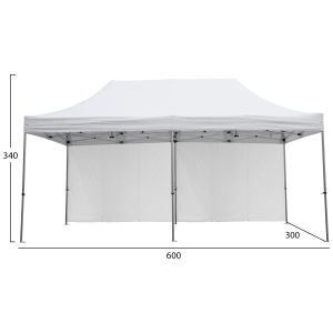 Heavy Duty Tent with Side Canopies Cressen Hm21099 Foldable-Aluminum Silver Frame-White 3x6x3.4hm