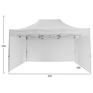Tent with 3 side awnings Cressen Hm21098.01 foldable-aluminum silver frame-white 3x4.5x3.4hm