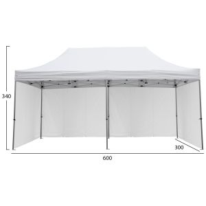 Tent with 4 side awnings Cressen Hm21099.01 foldable-aluminum silver frame-white 3x6x3.4hm